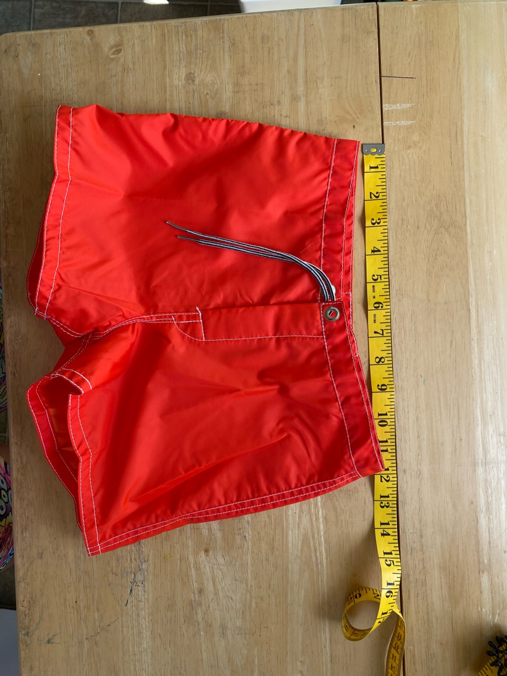 Birdwell Red Men's Hybrid Swim Shorts with Striped Drawstring